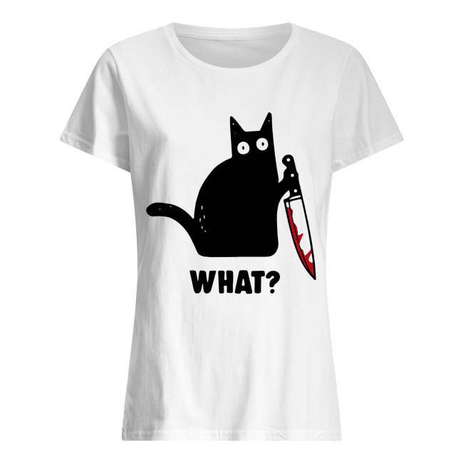 black cat with knife t shirt