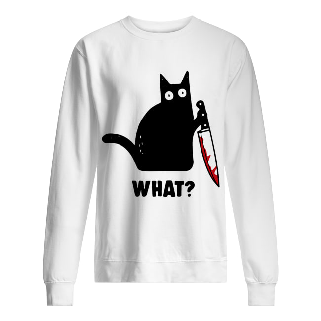 black cat holding knife shirt