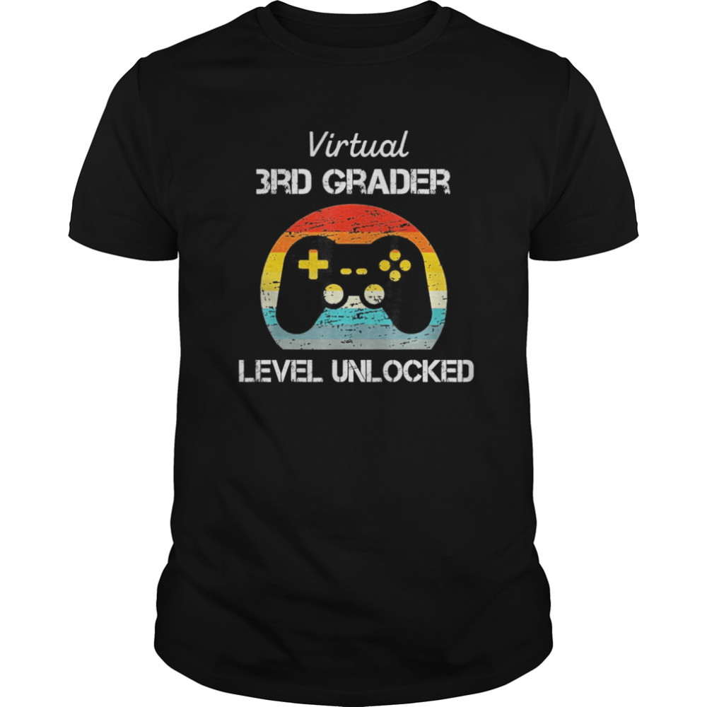 virtual 3rd grader Level Unlocked back to school video gamer shirts