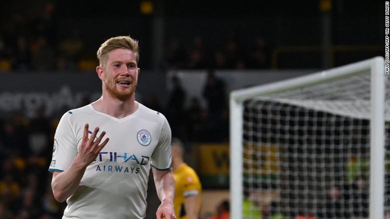 ‘Perfects’ Kevin De Bruyne scores four as Manchester City move to brink of titles