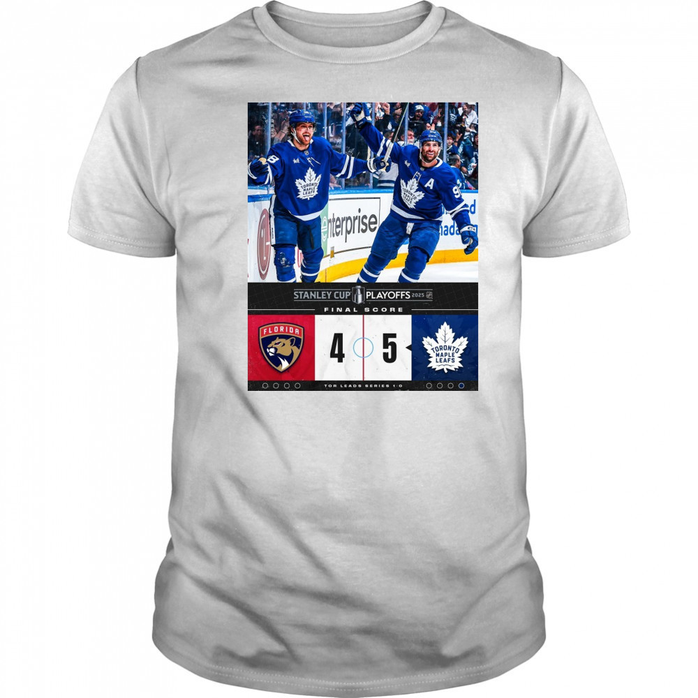 Florida Panthers Vs Toronto Maple Leafs Final Score 4 – 5 Stanley Cup Playoffs 2025 Poster t-shirt Florida Panthers Vs Toronto Maple Leafs Final Score 4 – 5 Stanley Cup Playoffs 2025 Poster t-shirt