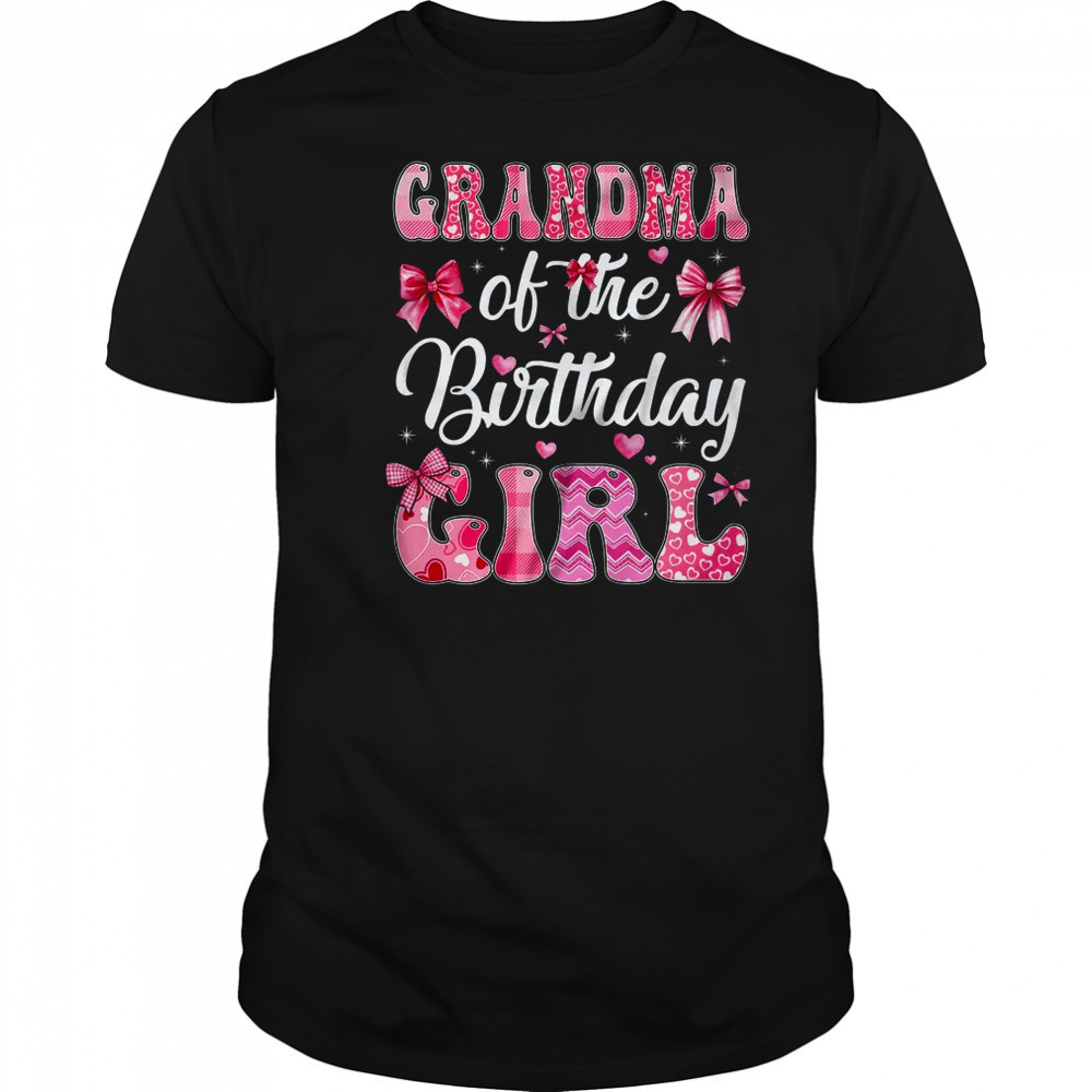 Grandma Of The Birthday Girl Family Pink Coquette Bow shirt