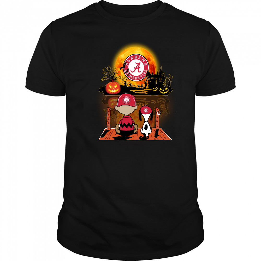 Snoopy and Charlie Brown Pumpkin Alabama Crimson Tide Halloween Moon