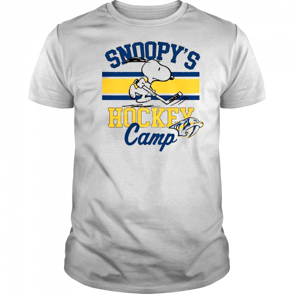 Snoopy Nashville Predators Snoopy’s Hockey Camp Snoopy NHL All Teams T-Shirt