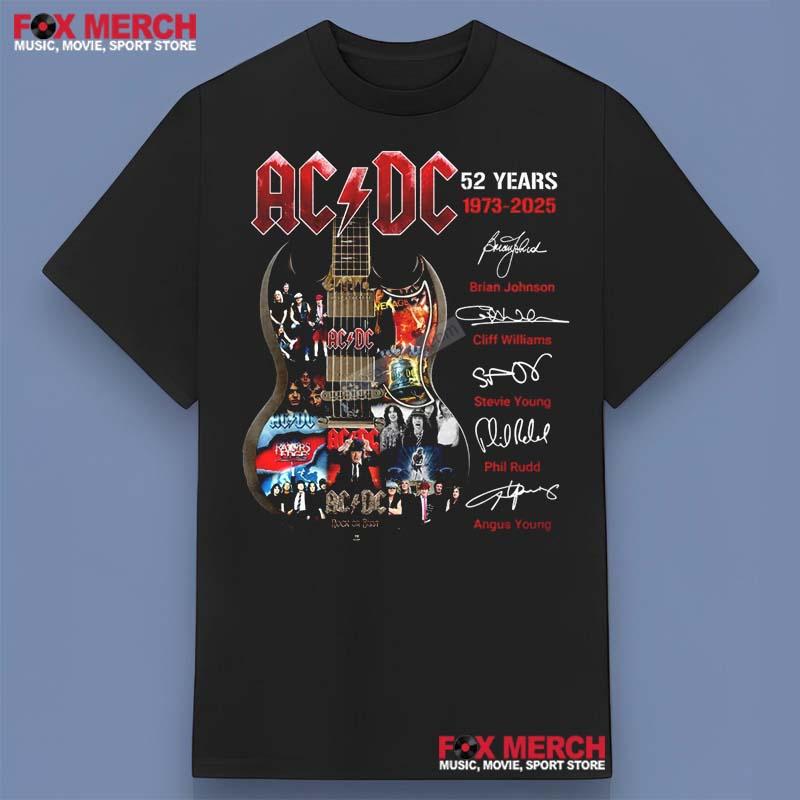 ACDC 52 Years 1973-2025 Guitar Signatures Shirt