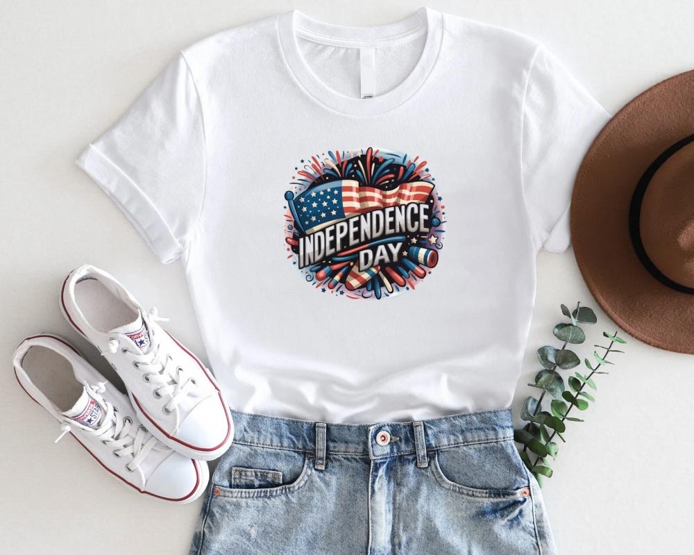 Bold Fireworks & Flag Graphic – Bella Canvas 4th of July USA Tee