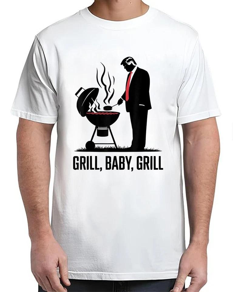 Grill Baby Grill Funny Trump Silhouette 4th of July BBQ T-Shirt