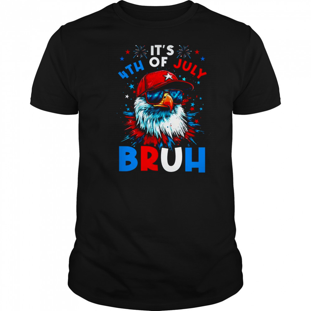 Bruh 4th Of July Boys Kids Fourth Of July Bald Eagle shirt