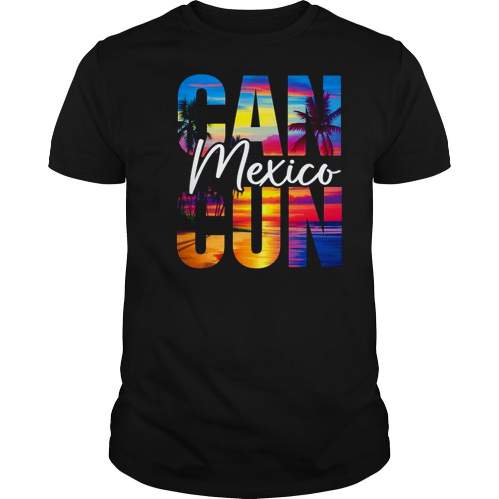 Cancun Mexico Palm Tree Sunset Beach Summer Vacation Trip shirt
