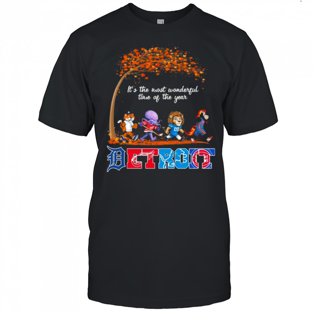 Detroit Sports Teams Mascots & Beatles Abbey Road “It’s The Most Wonderful Time Of The Year” Shirt