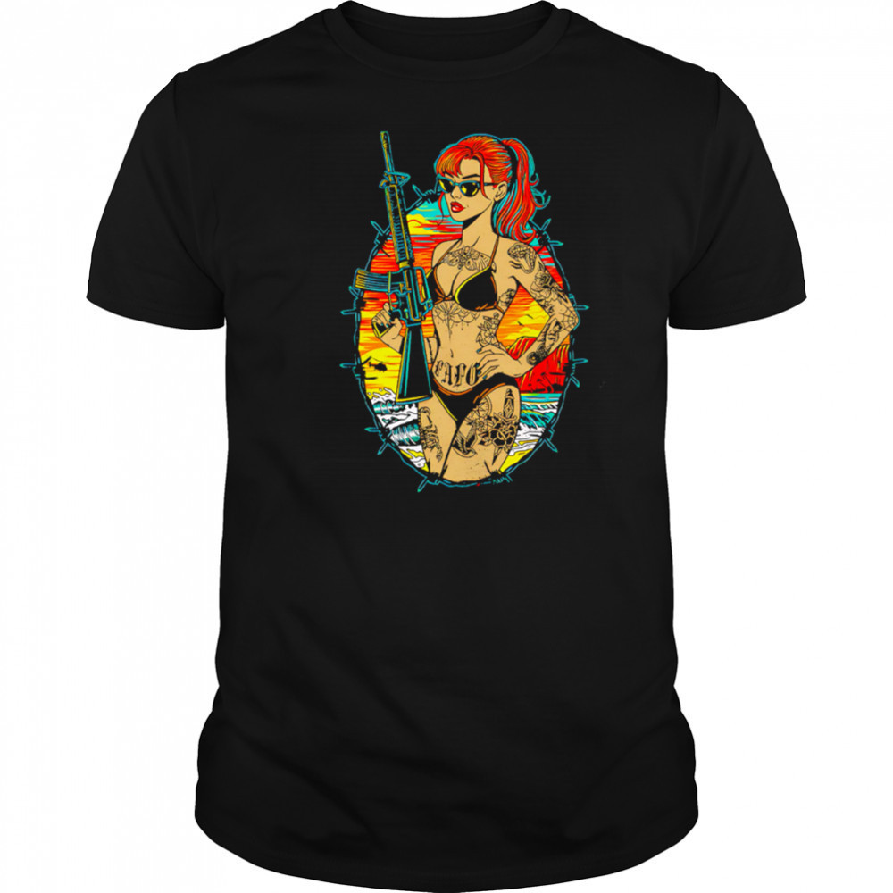 Gun Girl Tattoo Summer shirt