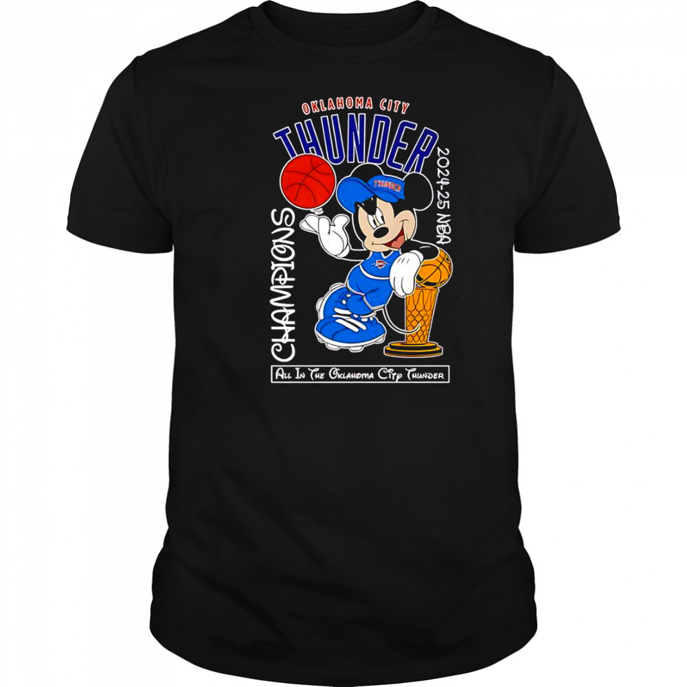 Mickey Mouse Oklahoma City Thunder 2024-25 NBA Champions T-Shirt
