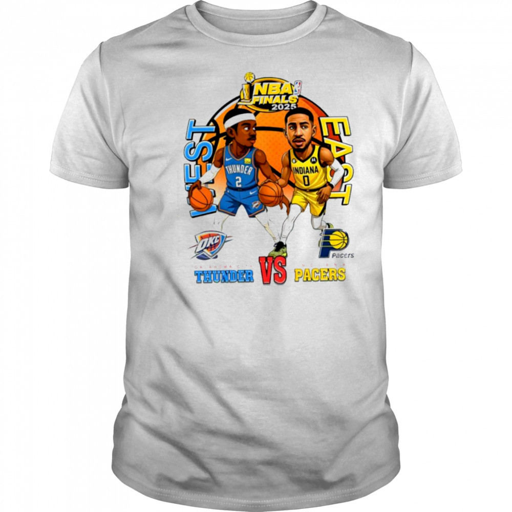 NBA Finals 2025 Shai Gilgeous Alexander OKC Thunder vs Tyrese Haliburton Indiana Pacers basketball cartoon shirt
