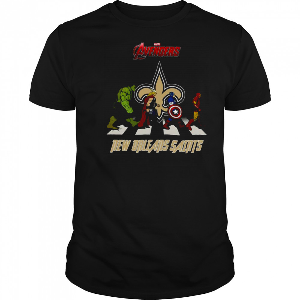 New Orleans Saints Marvel Avengers abbey road shirt