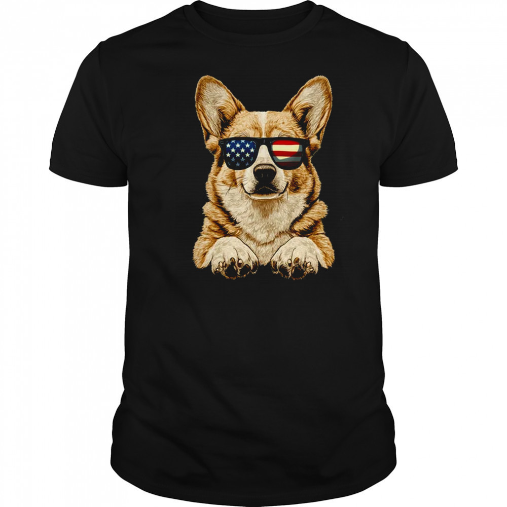 Patriotic Corgi Dog USA Flag 4th Of July shirt