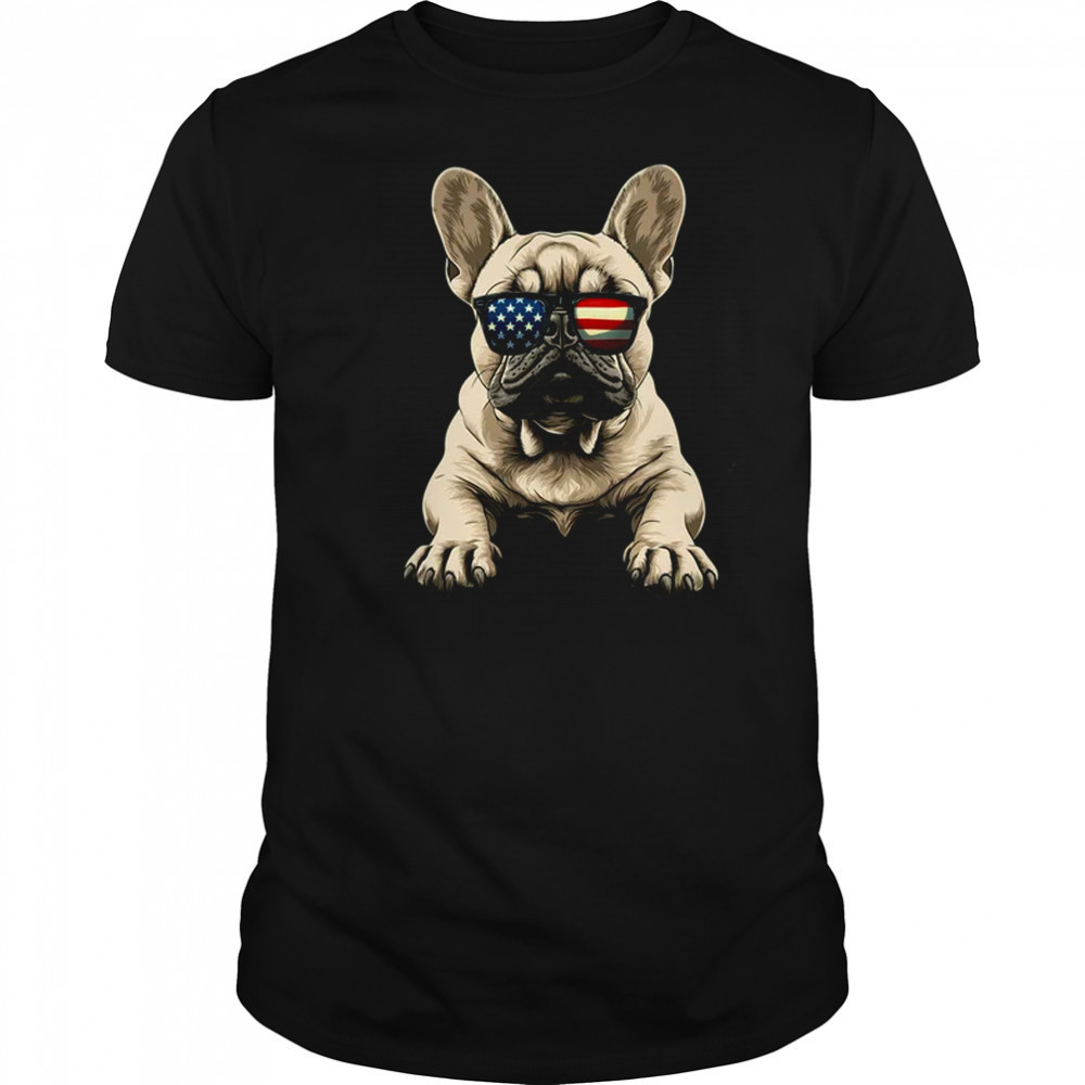 Patriotic French Bulldog Dog USA Flag 4th Of July shirt