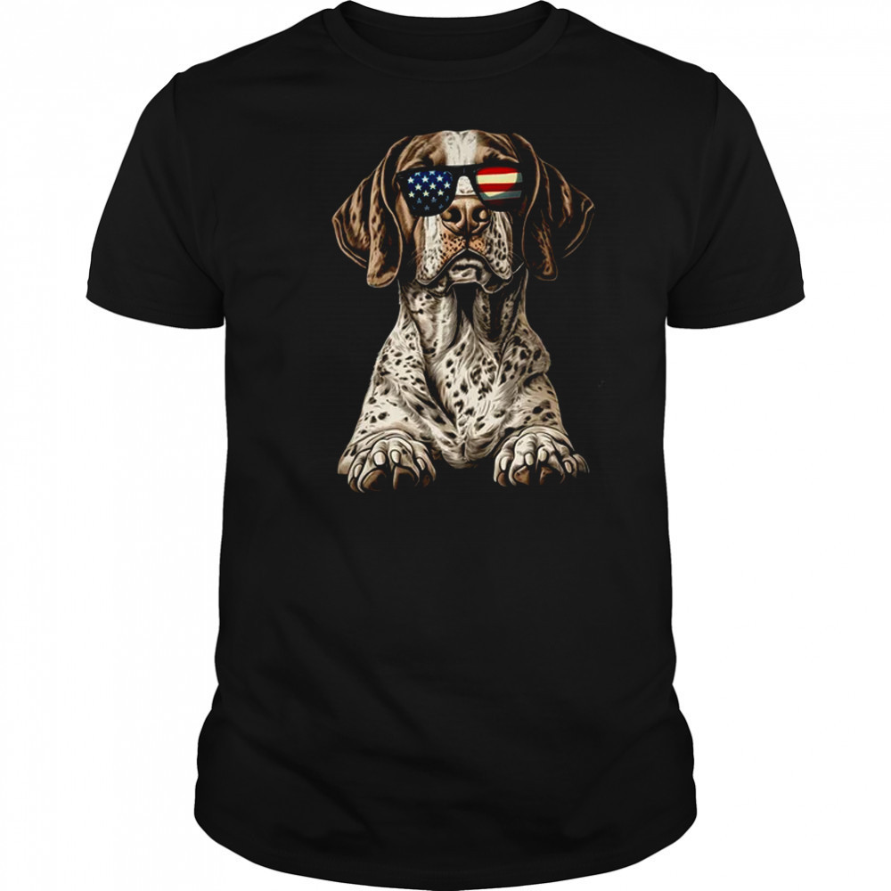 Patriotic German Shorthaired Pointer Dog USA Flag 4th Of July shirt