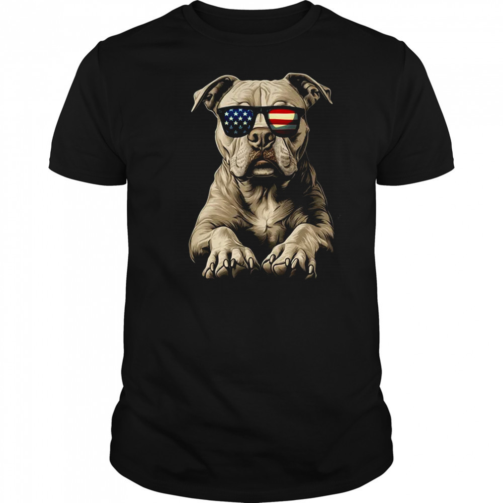 Patriotic Pitbull Dog USA Flag 4th Of July shirt
