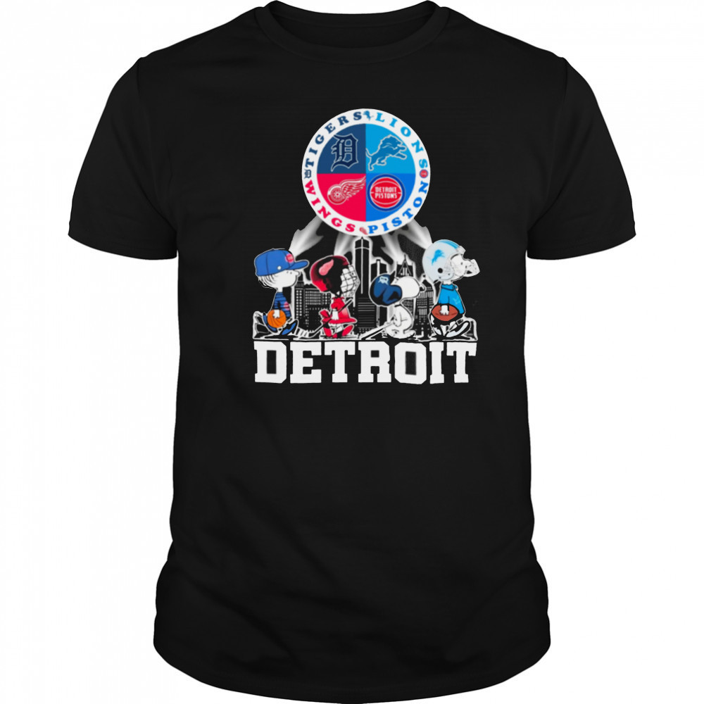 Peanuts Characters Detroit Sports Teams City Walking Official T Shirt