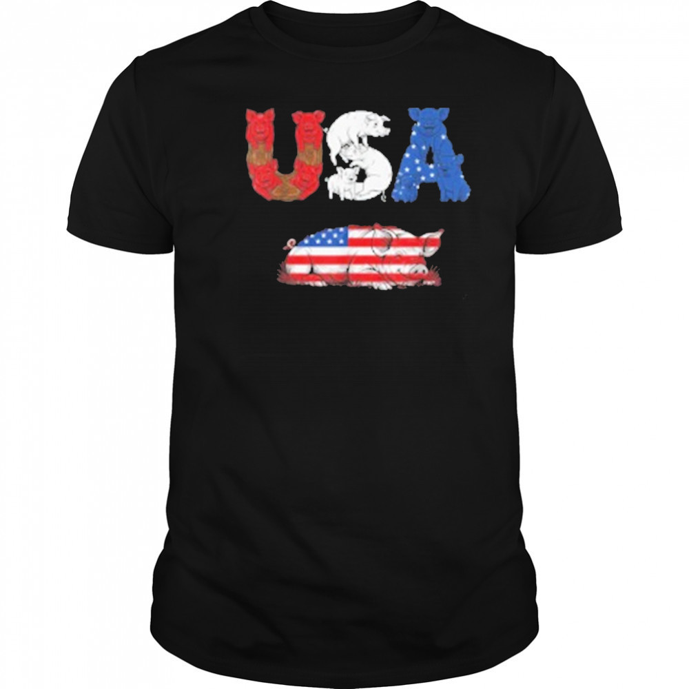 Pig American USA Flag 4th of July T-Shirt