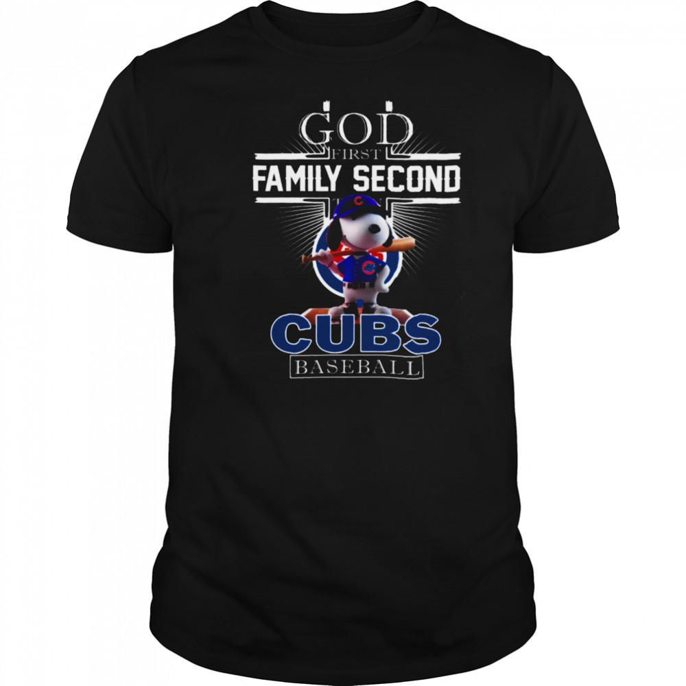 Snoopy God First Family Second Then Chicago Cubs Baseball T Shirt