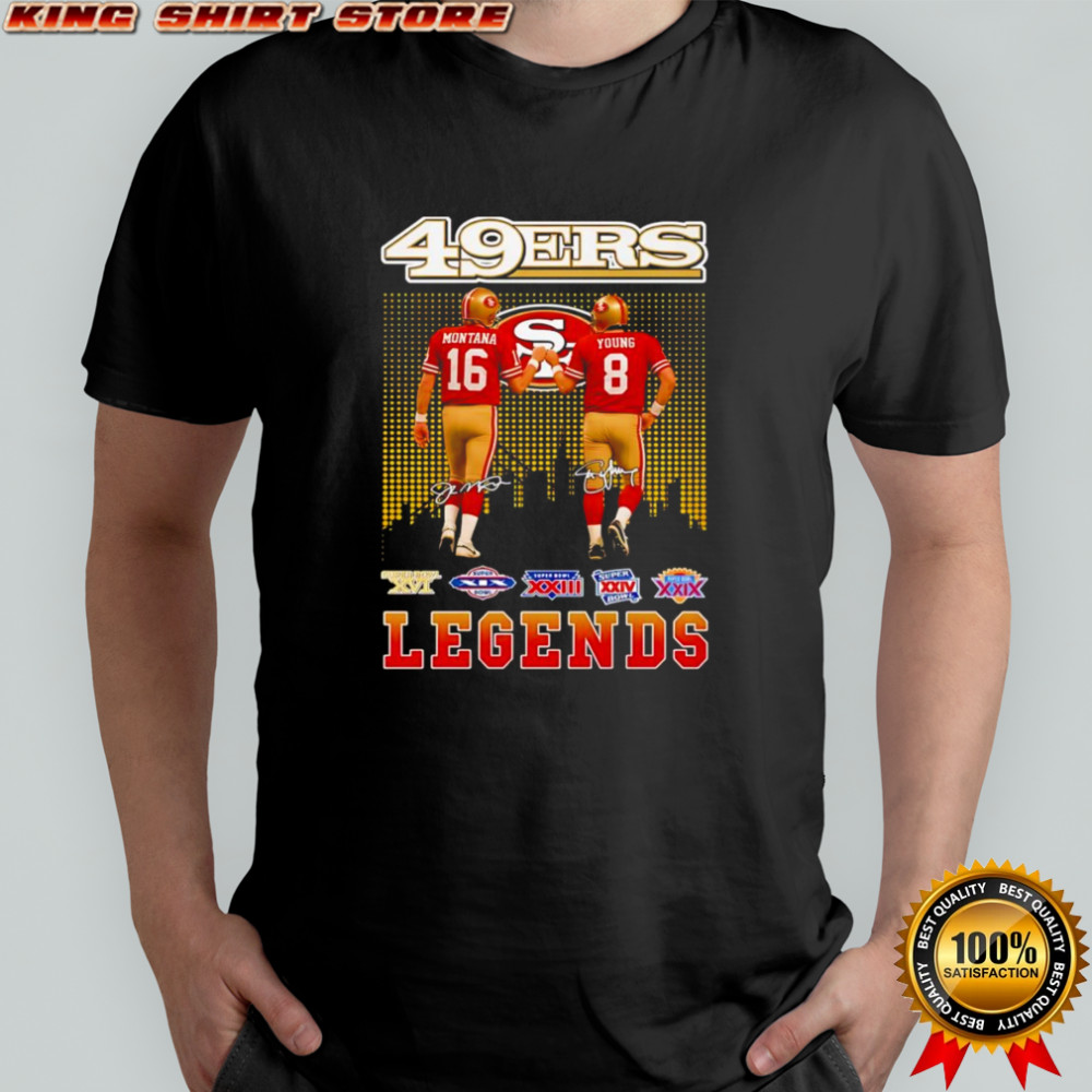 49ers Montana and Young Legends signatures shirt