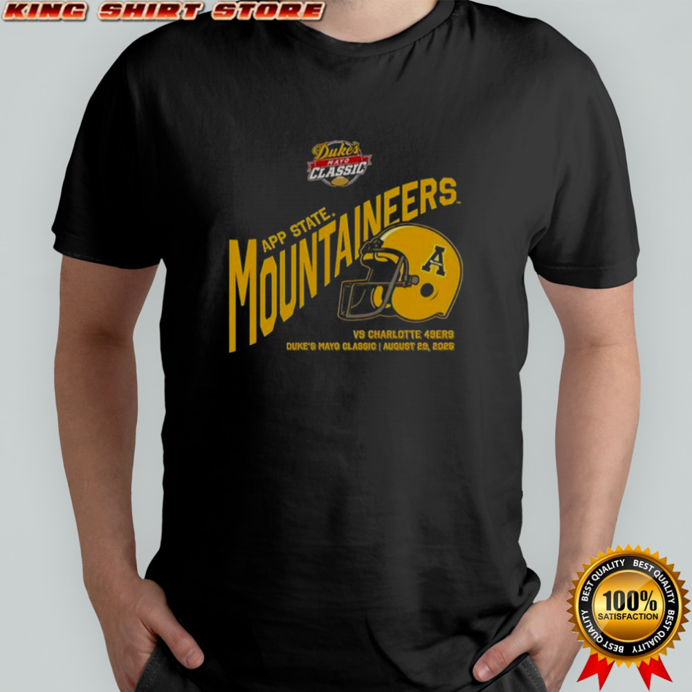 Appalachian State Mountaineers Football Duke’s Mayo Classic 2025 Helmet T-Shirt