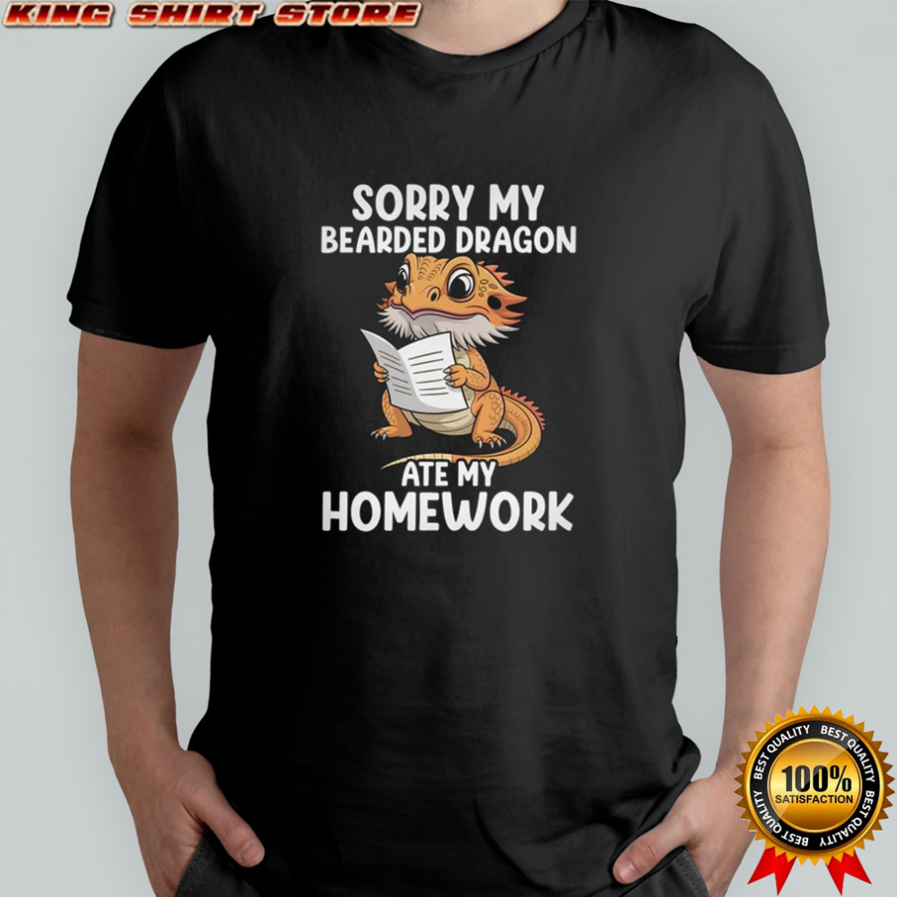 Bearded Dragon Ate Homework Funny Bearded Boys Girls Kids shirt
