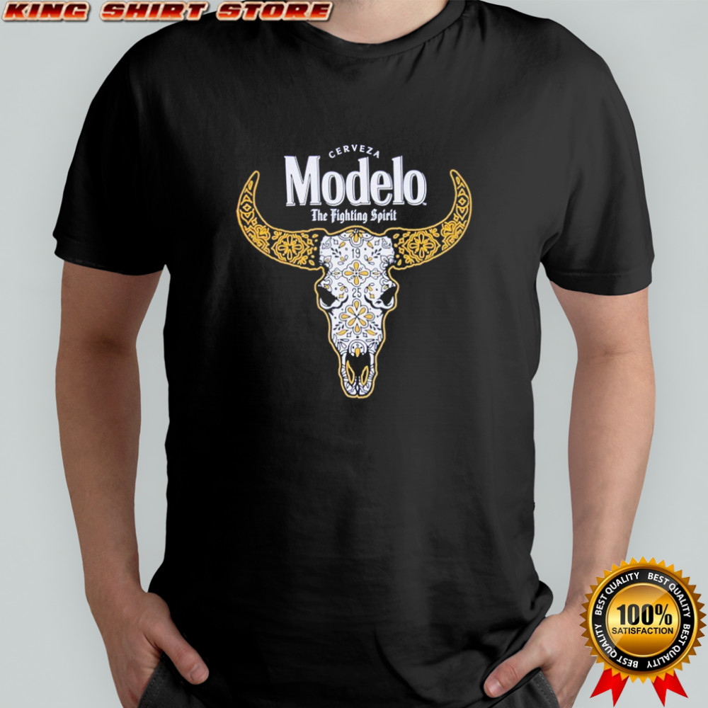 Cerveza Modelo Fighting Spirit Cow Skull T-shirt