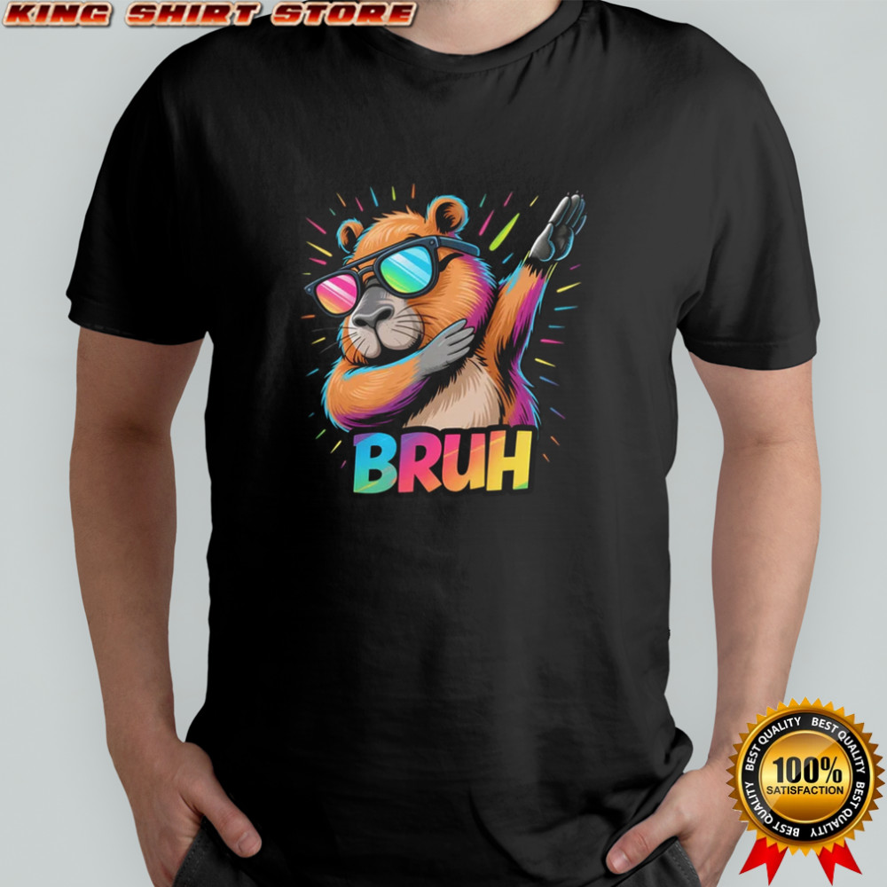 Dabbing Capy Bruh Teens Youth Kids Meme Rodent Lovers shirt