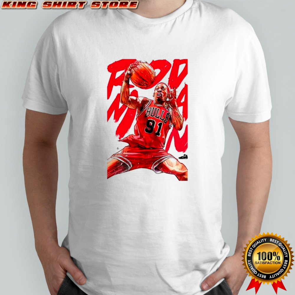 Dennis Rodman basketball superstar pose graphic shirt
