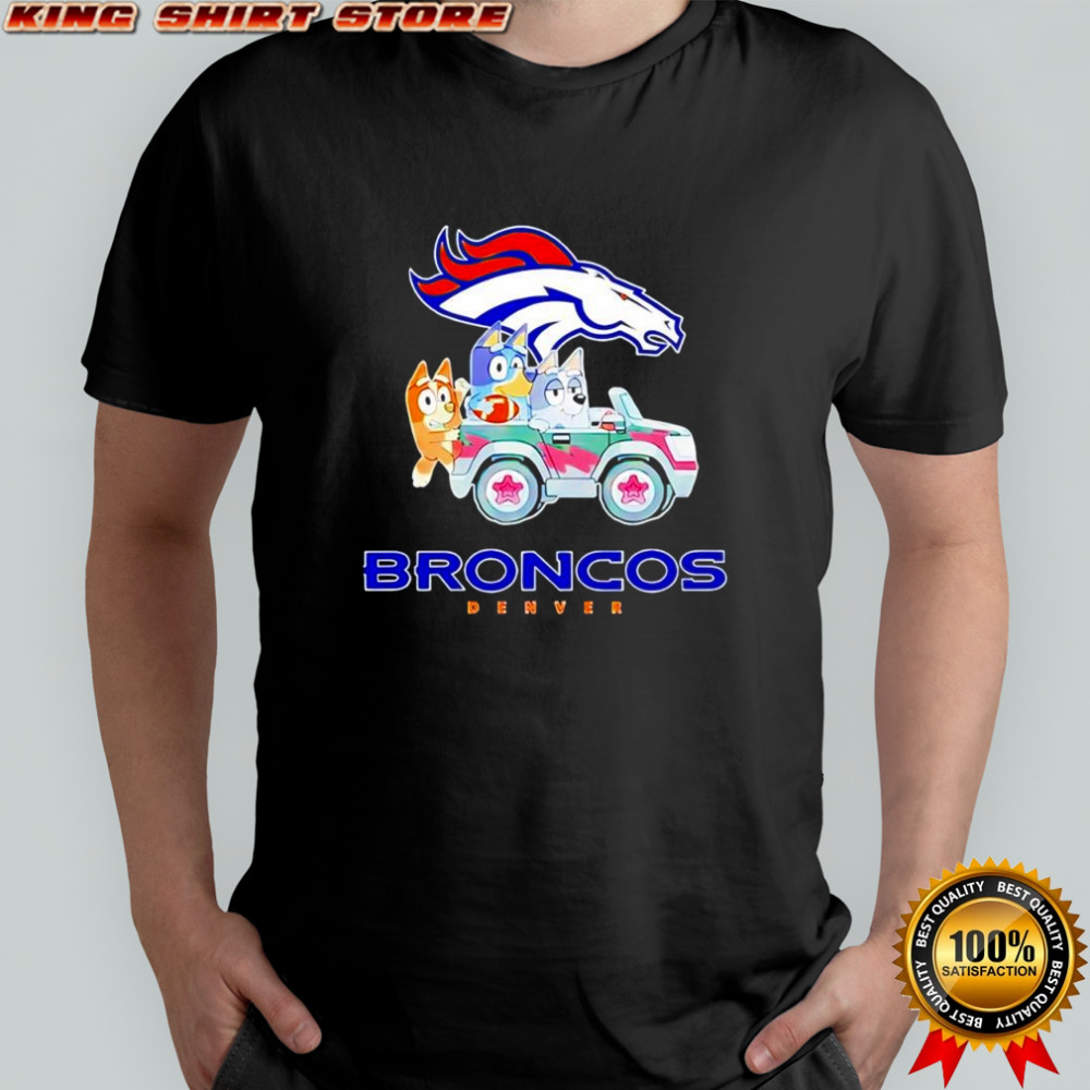 Denver Broncos Bluey cartoon charactor shirt