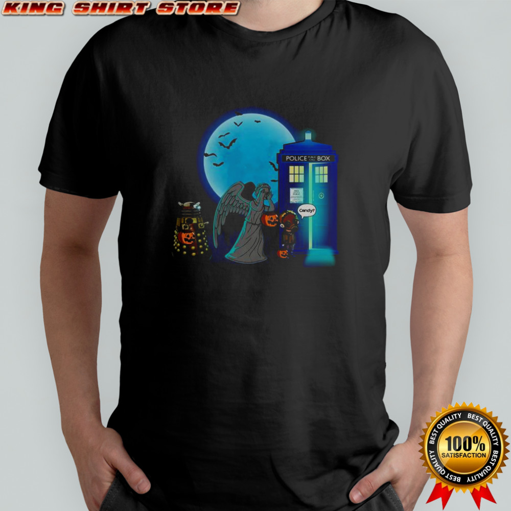 Doctor Who Halloween Tardis Dalek Weeping Angel Trick Or Treat T-Shirt