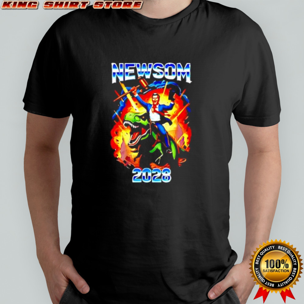 Gavin Newsom Ride a Dinosaur 2028 shirt