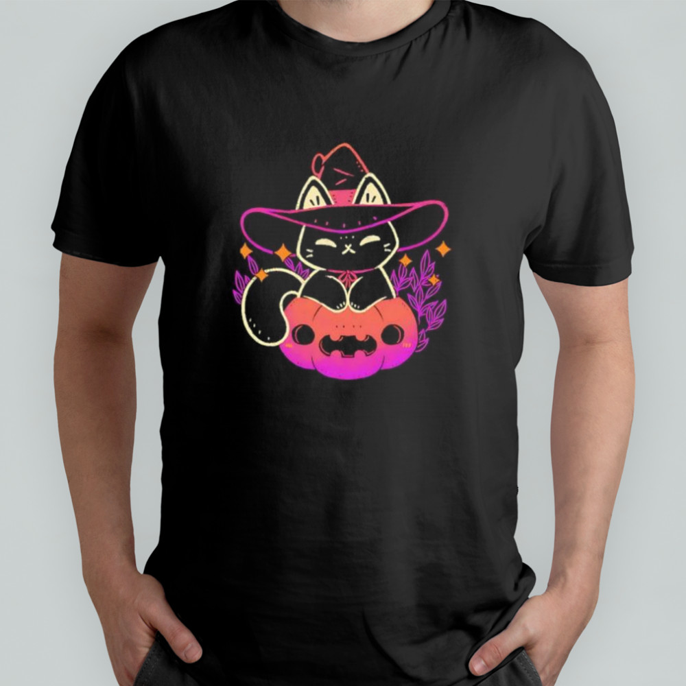 Halloween Cat On Pumpkin cute shirt