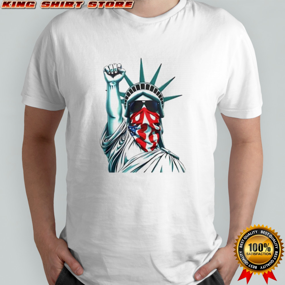 Liberty with American flag mask shirt