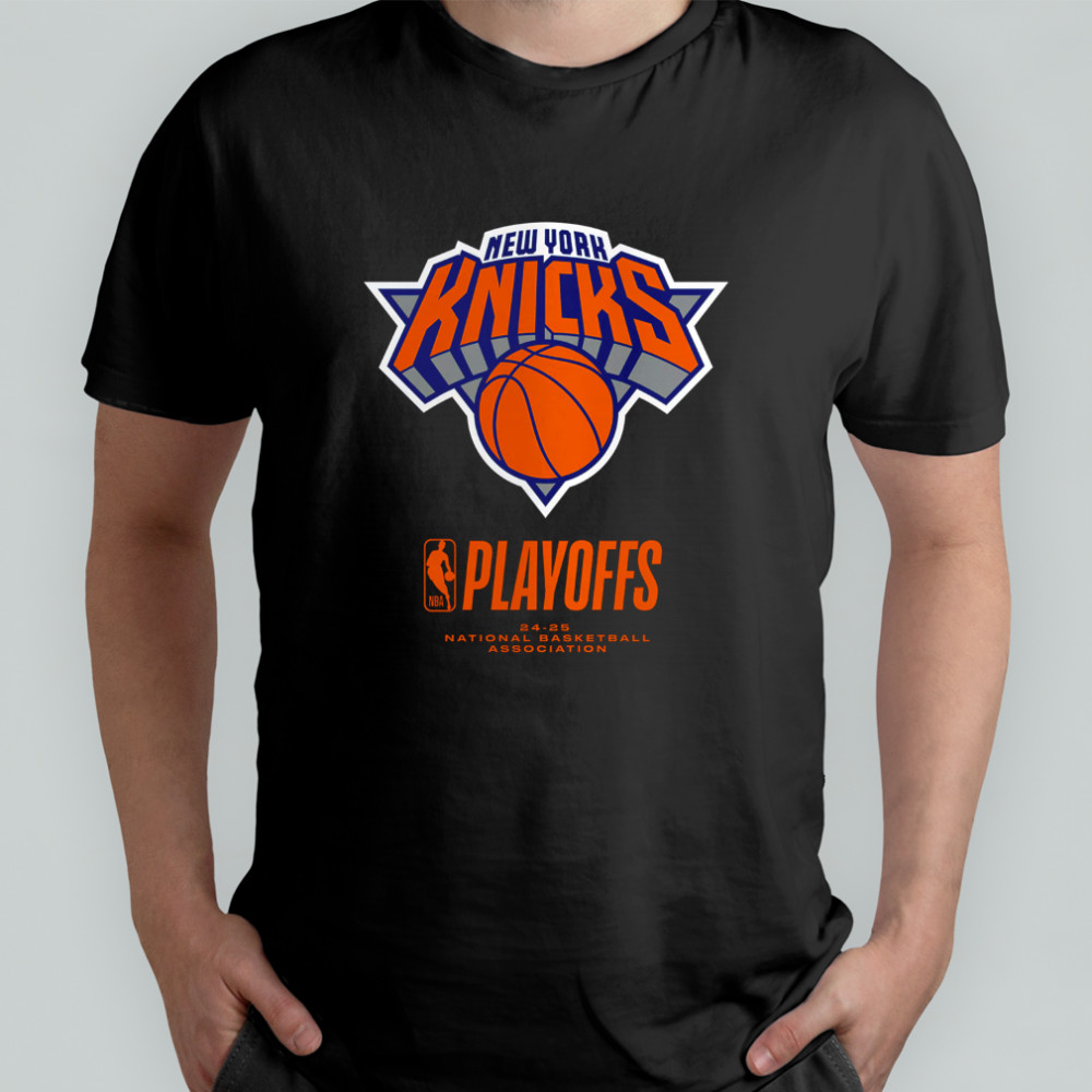 New York Knicks Black 2025 NBA Playoffs Alley Oop T Shirt