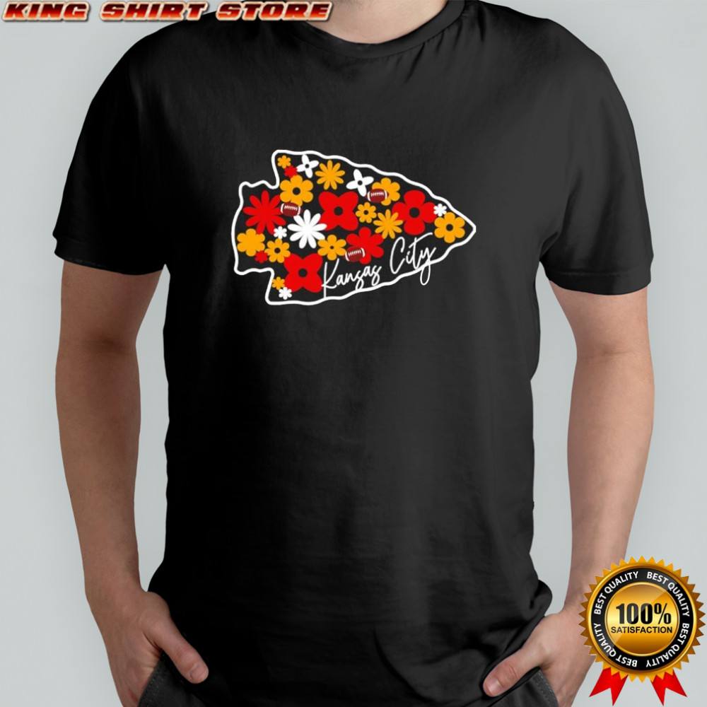 Red and Gold Floral Fill Kansas City Chiefs logo shirt