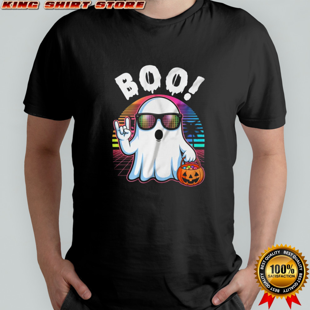 Rock Ghost Retro Halloween Pumpkin Funny Boo Women shirt
