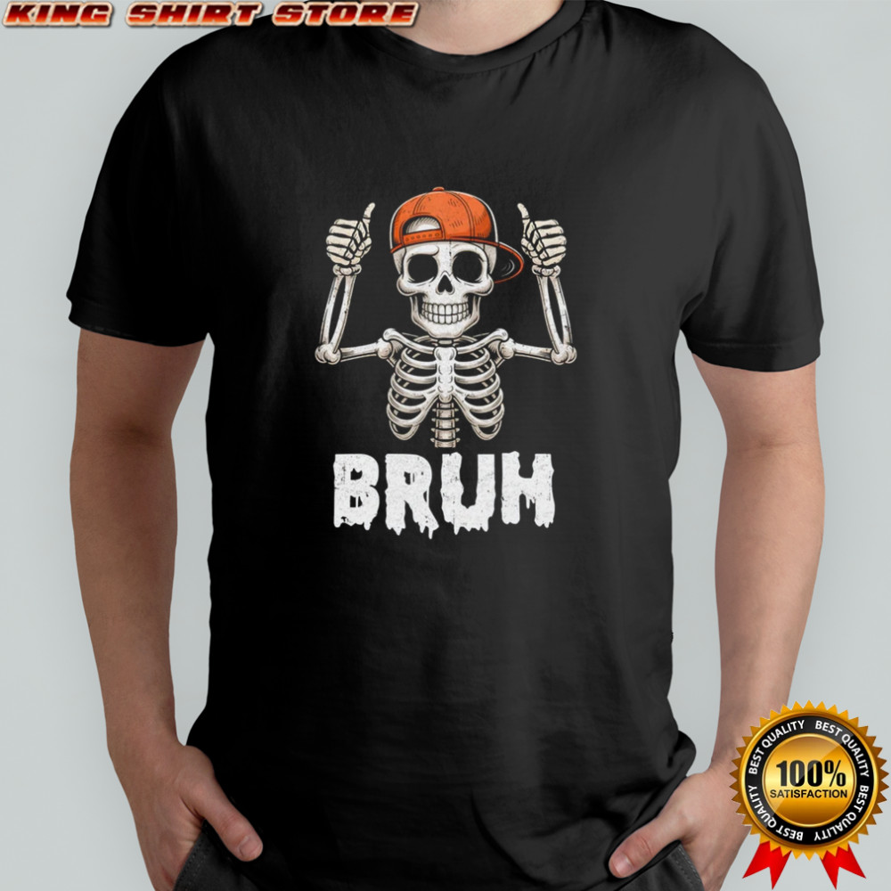 Skeleton Rock On Bruh Halloween For Men Boy Kids Funny shirt