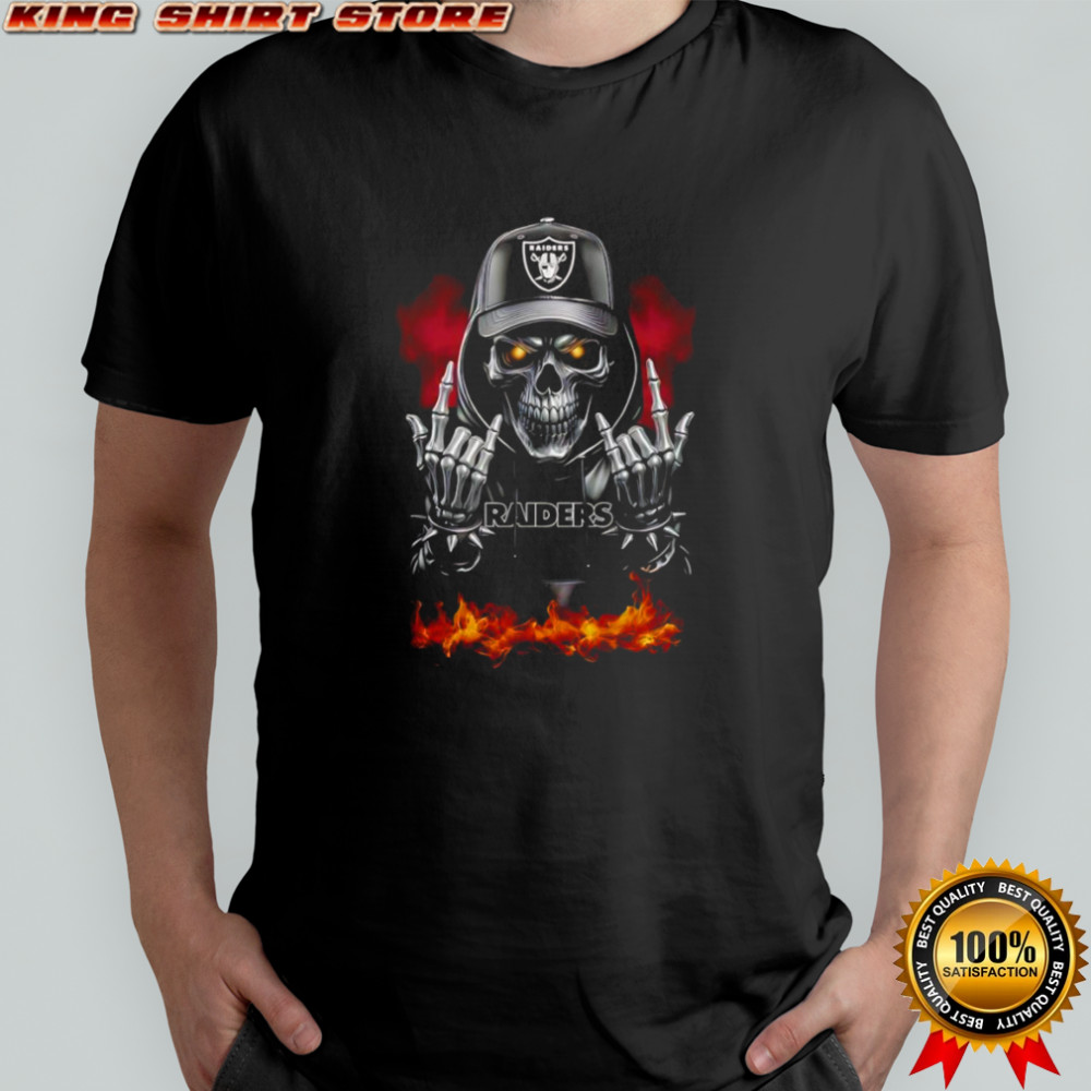 Skeleton with sign of the horns Las Vegas Raiders shirt