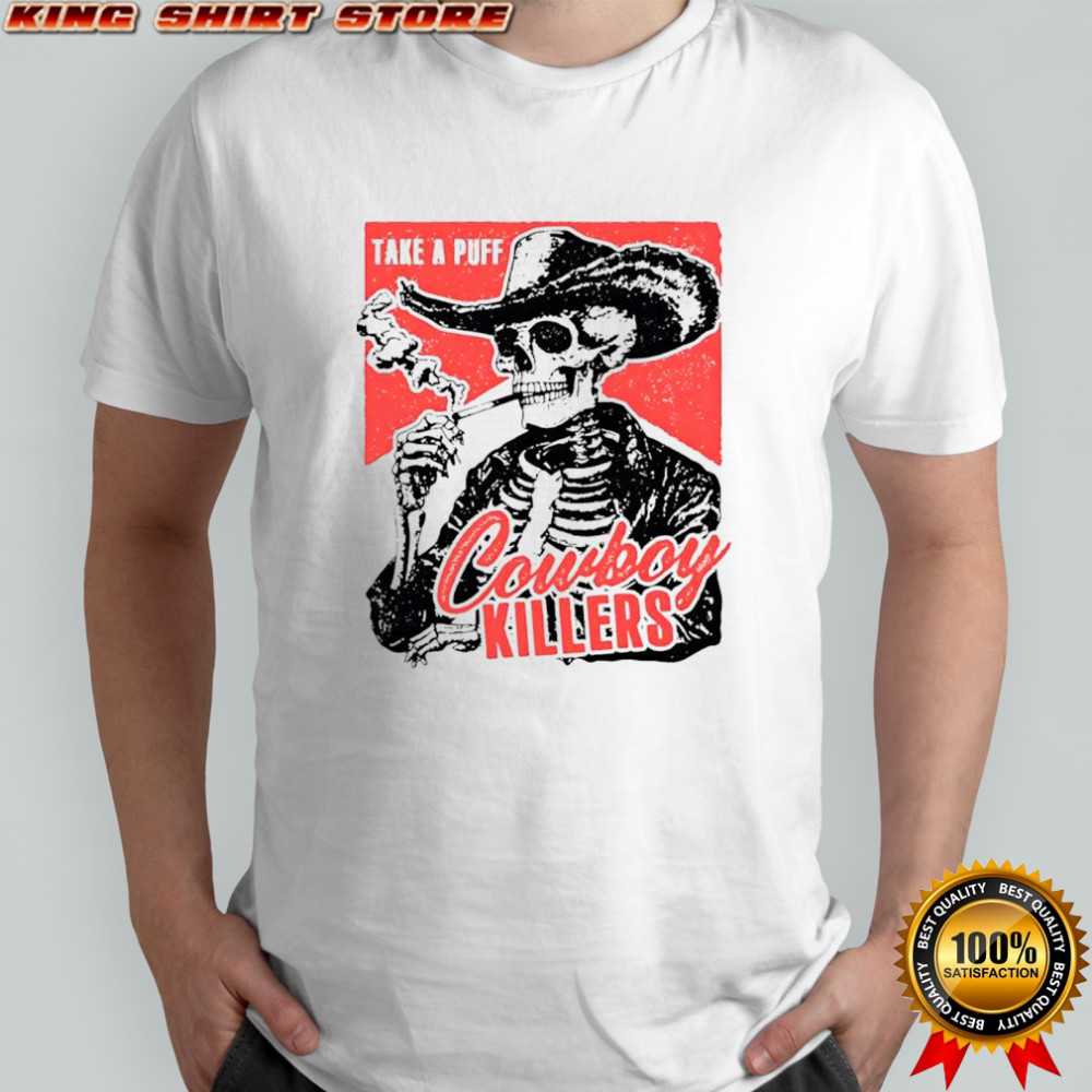 Smoking skeleton cowboy killers shirt