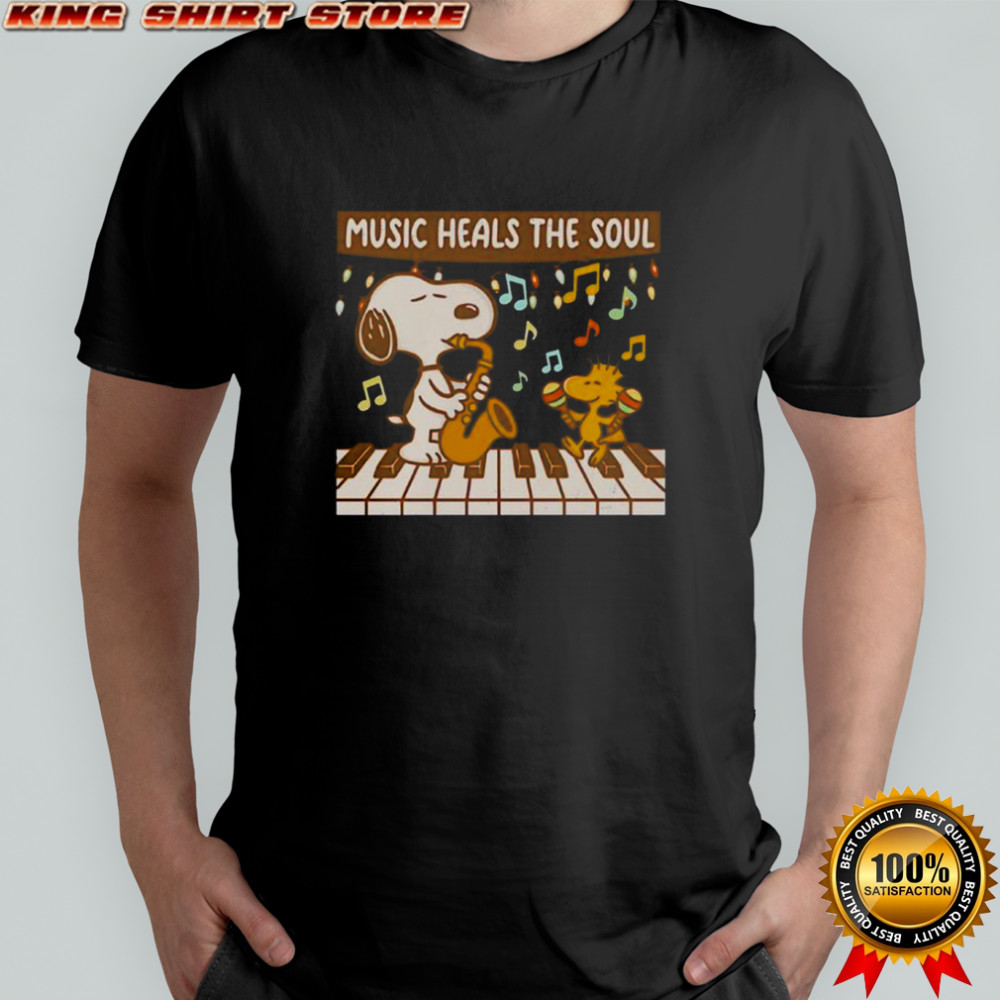 Snoopy And Woodstock Piano Music Heals The Soul T-Shirt