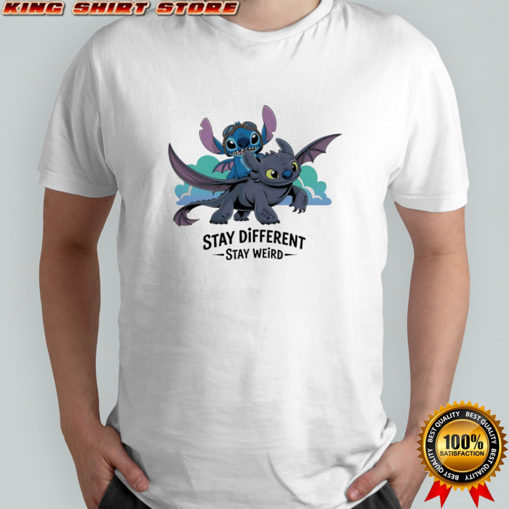 Stitch and Dragon funny stay different stay weird shirt