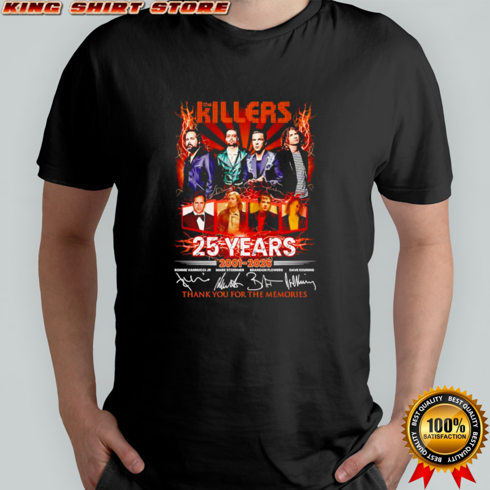 The Killers 25 years 2001 2026 thank you for the memories shirt