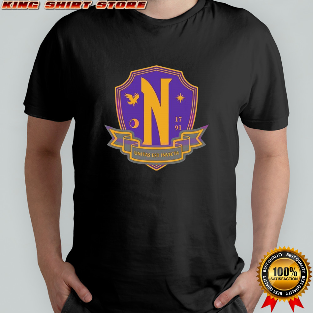 Wednesday Nevermore academy crest gothic school emblem 1791 shirt