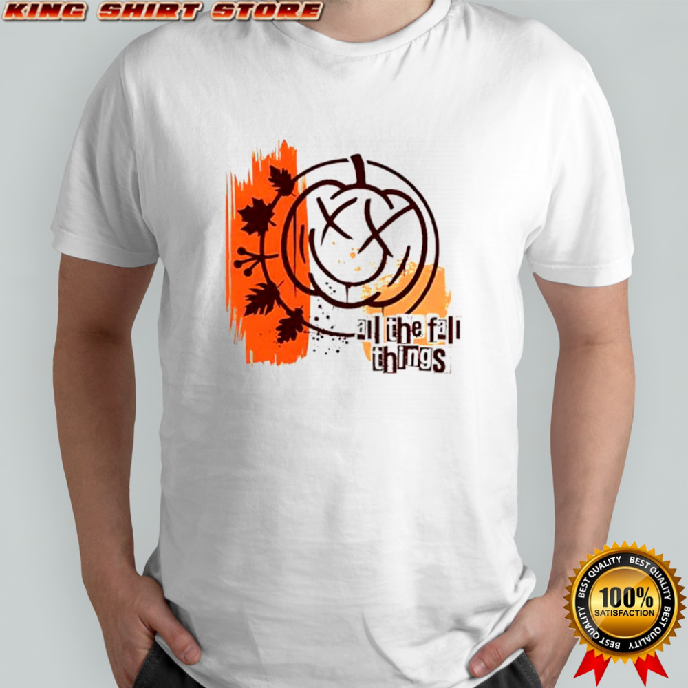 All the fall things pumpkin and maple leaves logo shirt