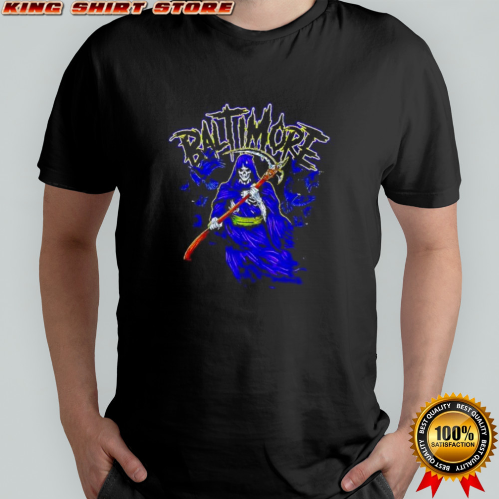 Baltimore Ravens Grim Reaper and Ravens shirt