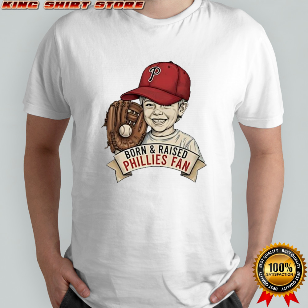 Born And Raised Phillies Fan Young Kid Baseball Glove shirt