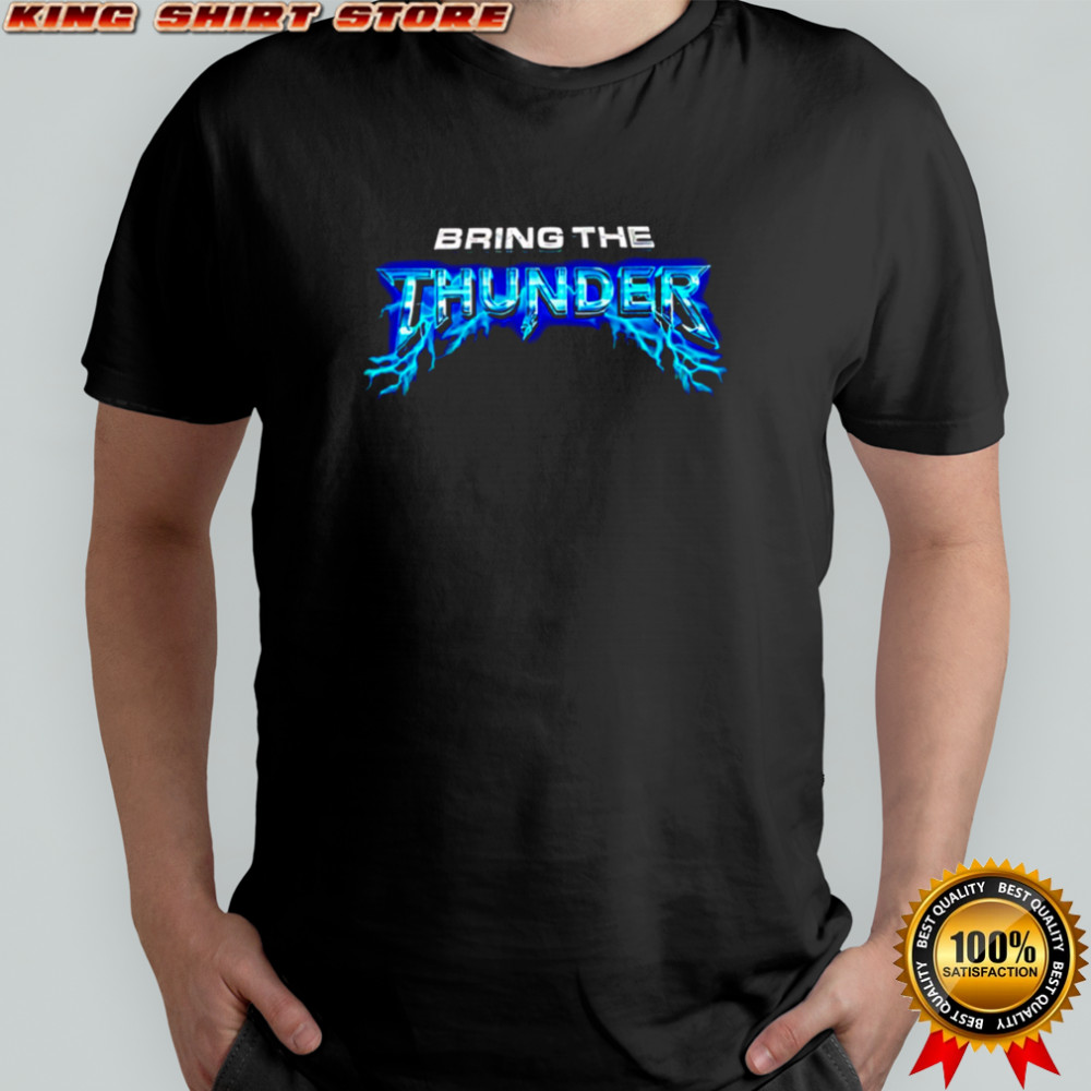 Bring The Thunder Blue Lightning Chrome Text shirt